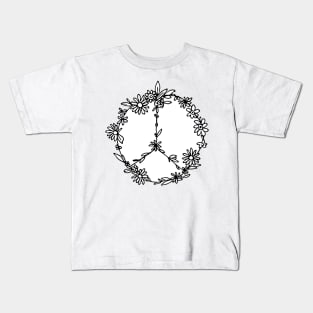 Floral Doodle Peace Sign Kids T-Shirt